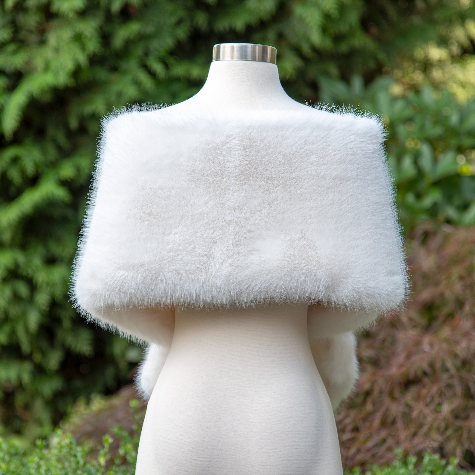 Light ivory faux fur wrap bridal shawl wedding cape