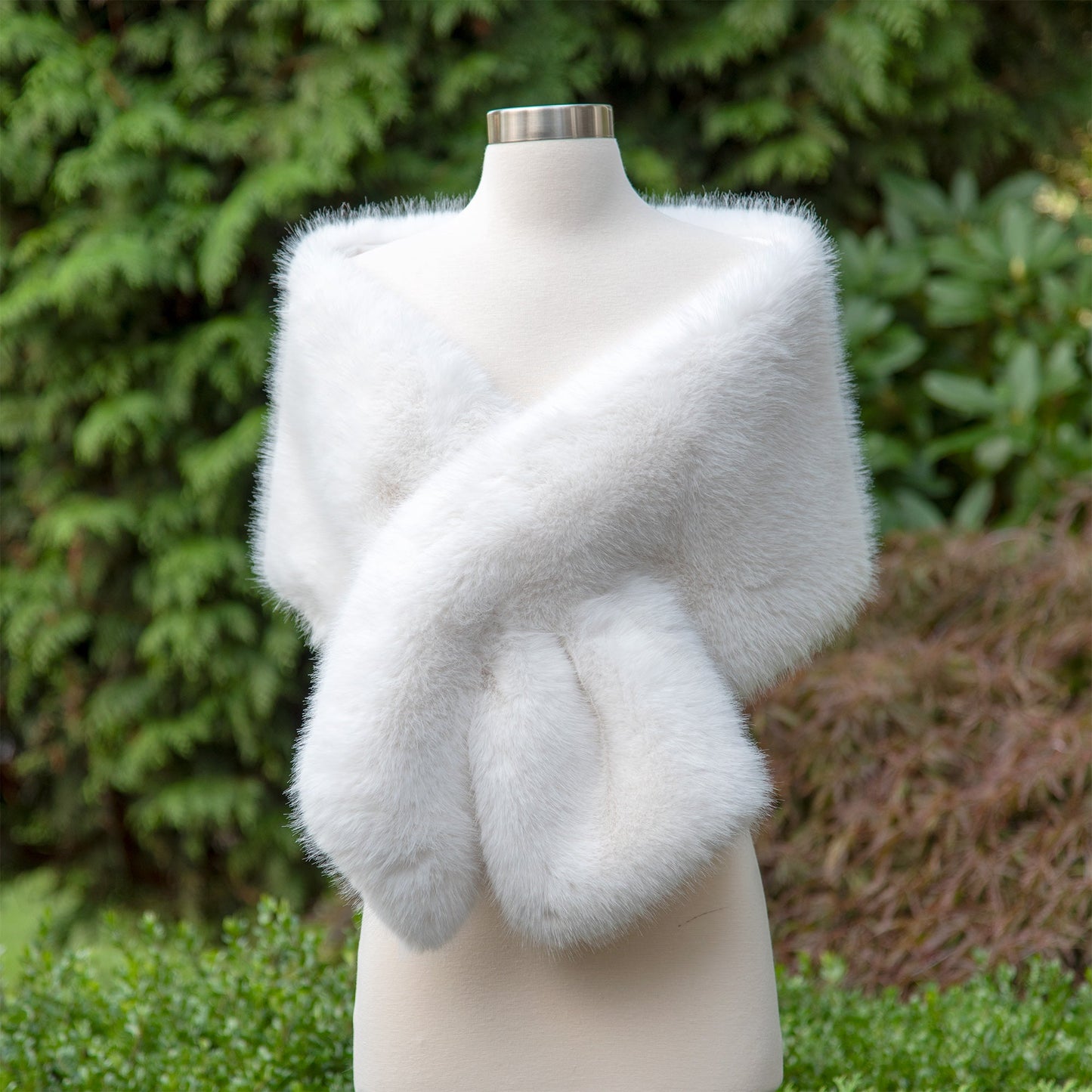 Light ivory faux fur wrap bridal shawl wedding cape