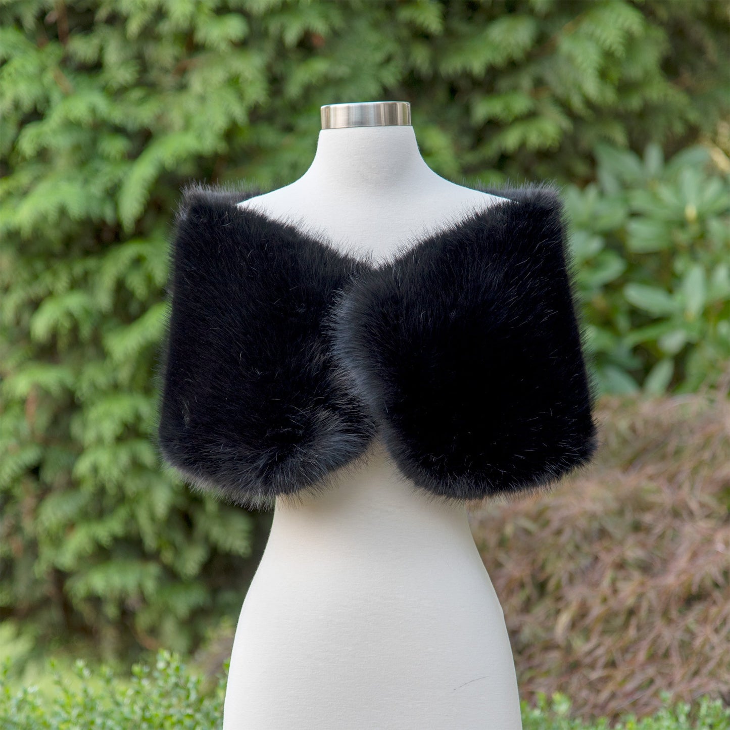 Black faux fur shawl bridal wrap wedding cape