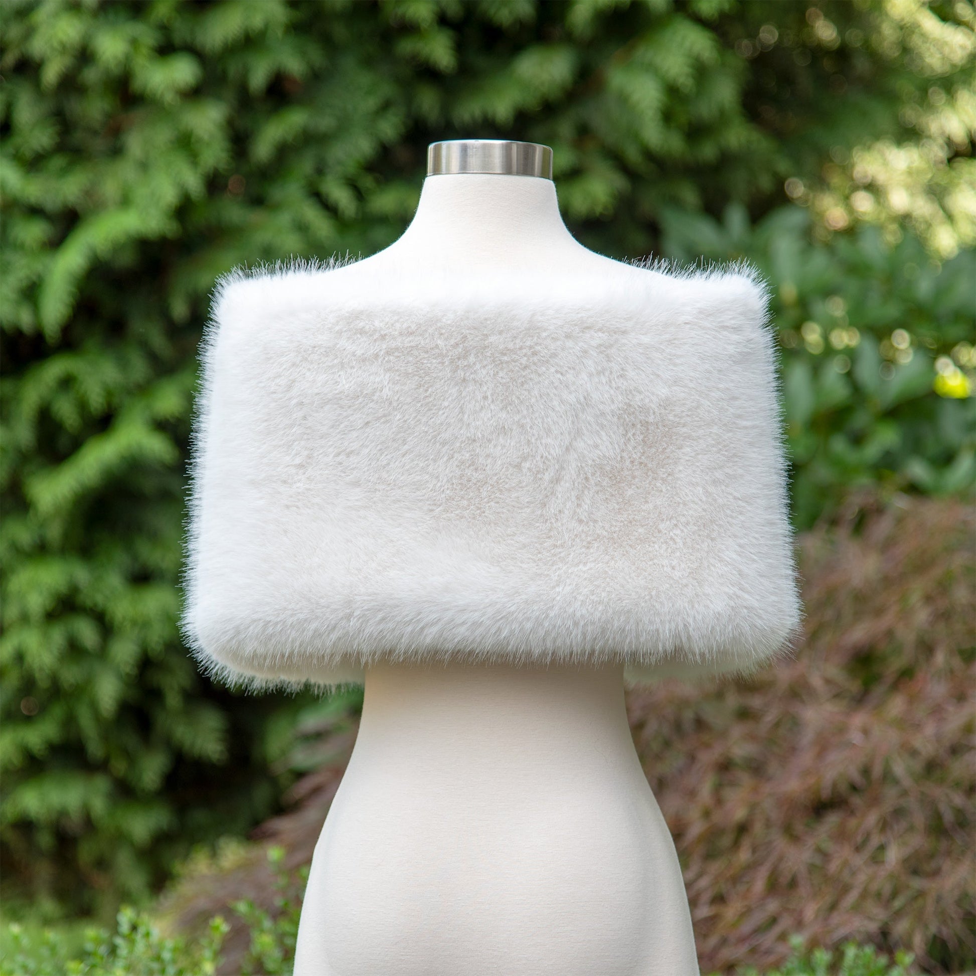 Light ivory faux fur shawl bridal wrap wedding cape
