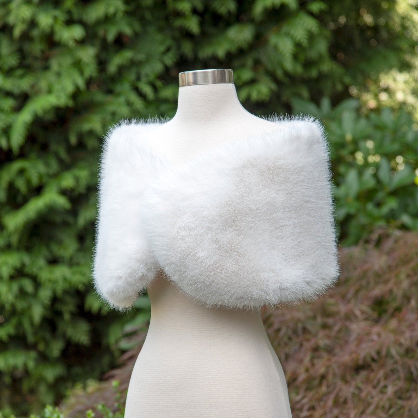 Light ivory faux fur shawl bridal wrap wedding cape