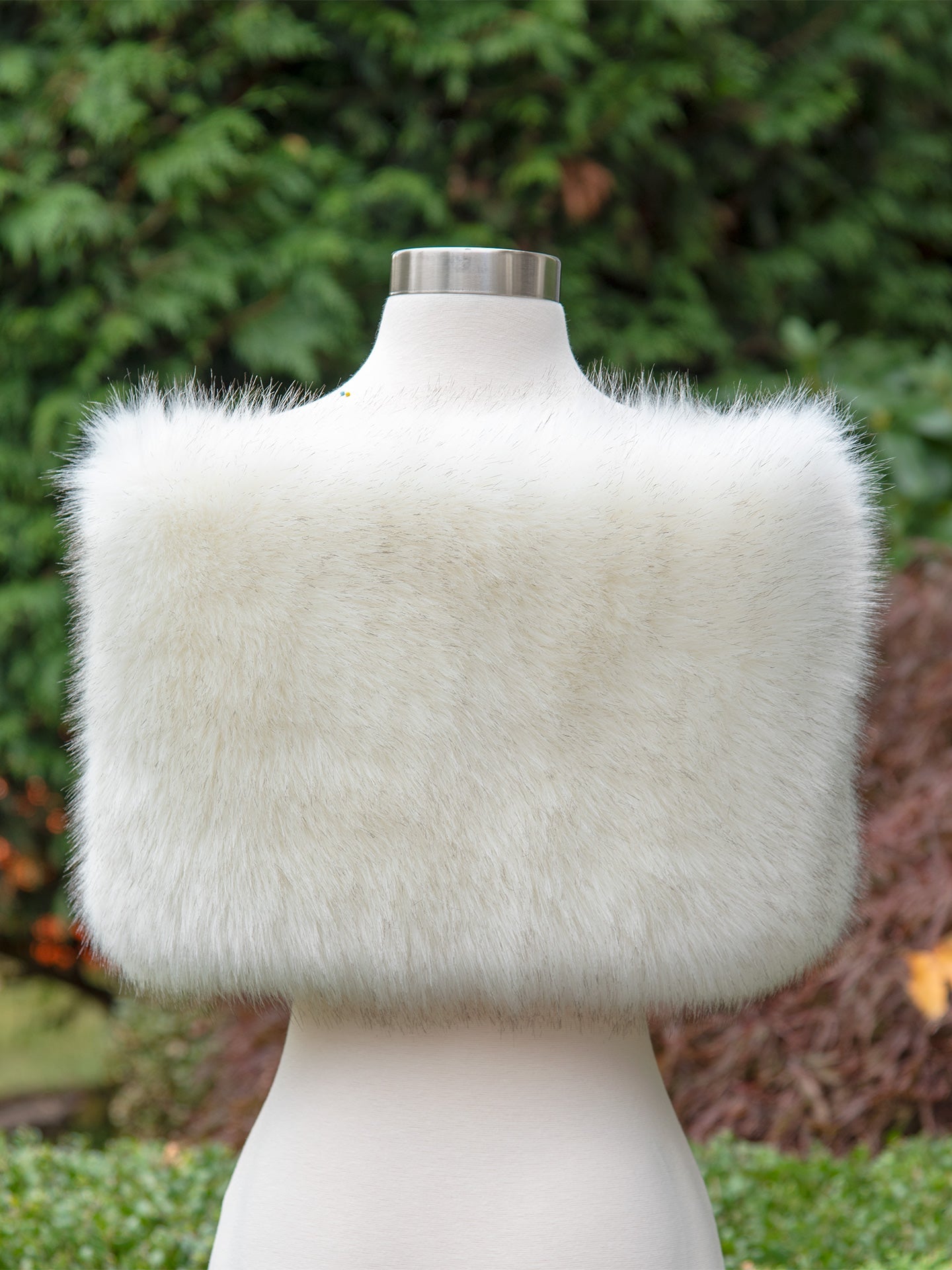 Ivory faux fur wrap bridal shawl