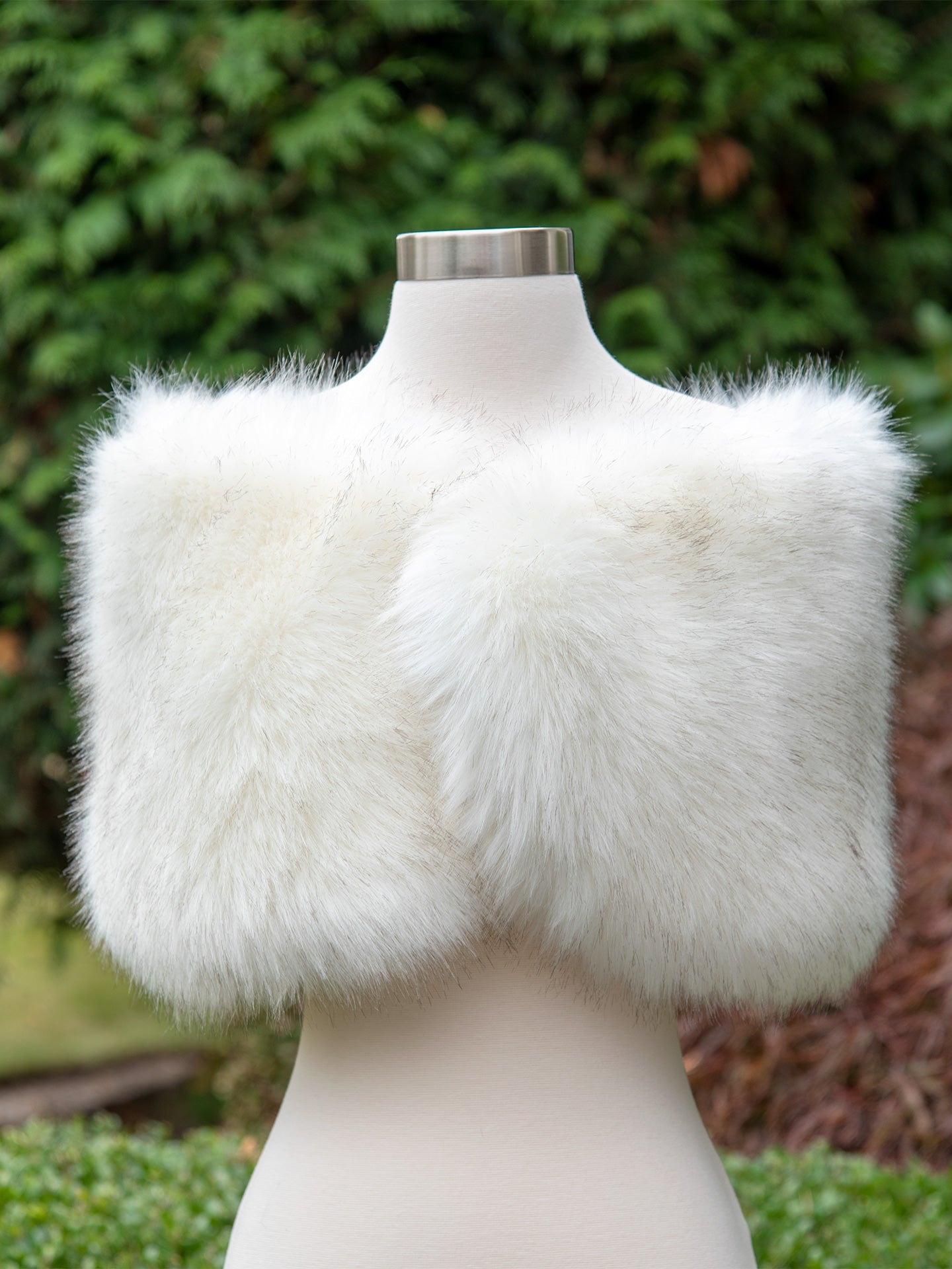 Ivory faux fur wrap bridal shawl