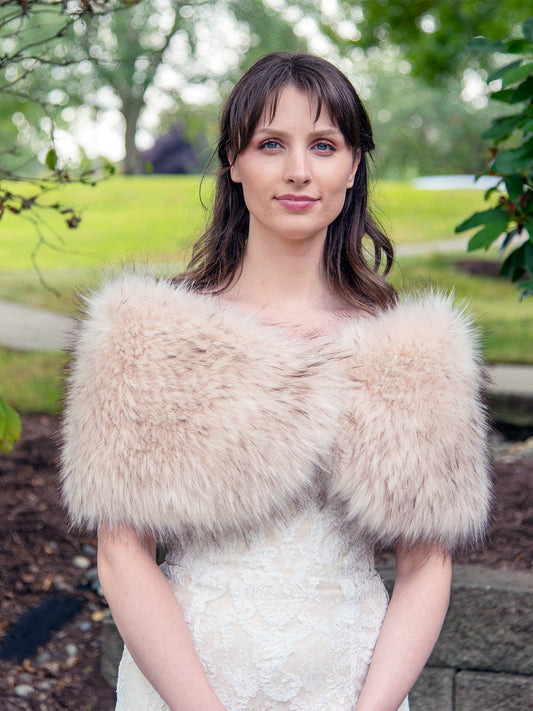 Ellalabel Light blush faux fur wrap bridal stole B012-light-blush in Light Blush - Crafted from High-quality Fabrication - Designed for Elegant Occasions.