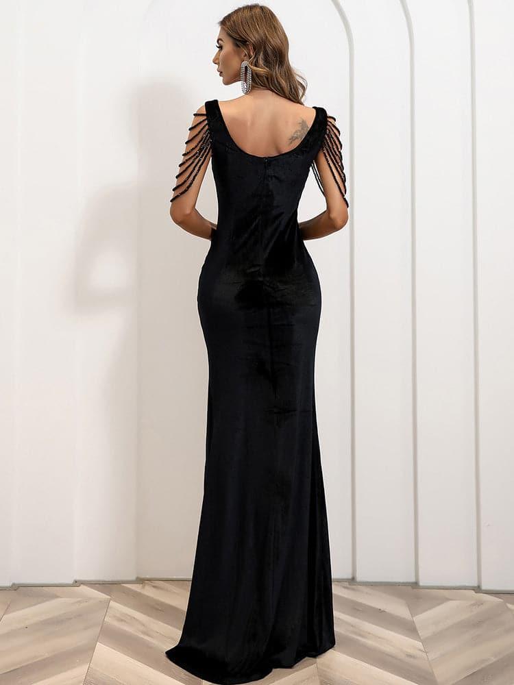 Shop  beautiful dress - Perfect for special occasions | Shouder Chain Split Velvet Prom Dress