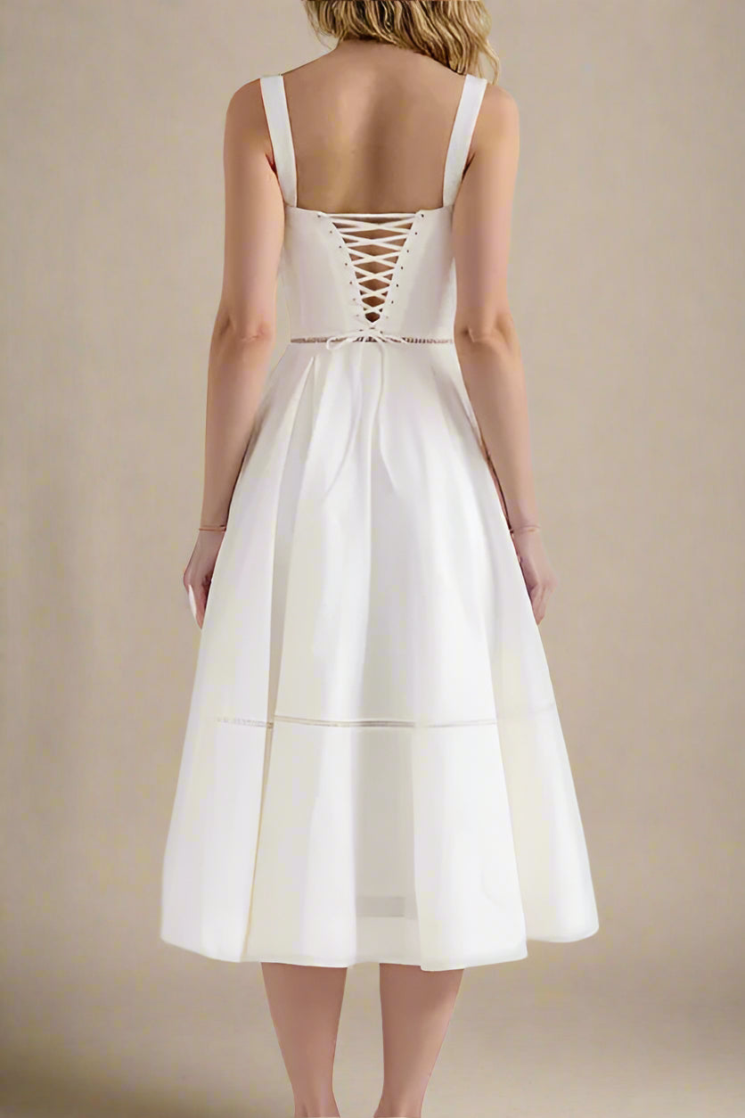 Stylish white dress | Holland  Midi Dress - White Pearl - Ideal for special occasions