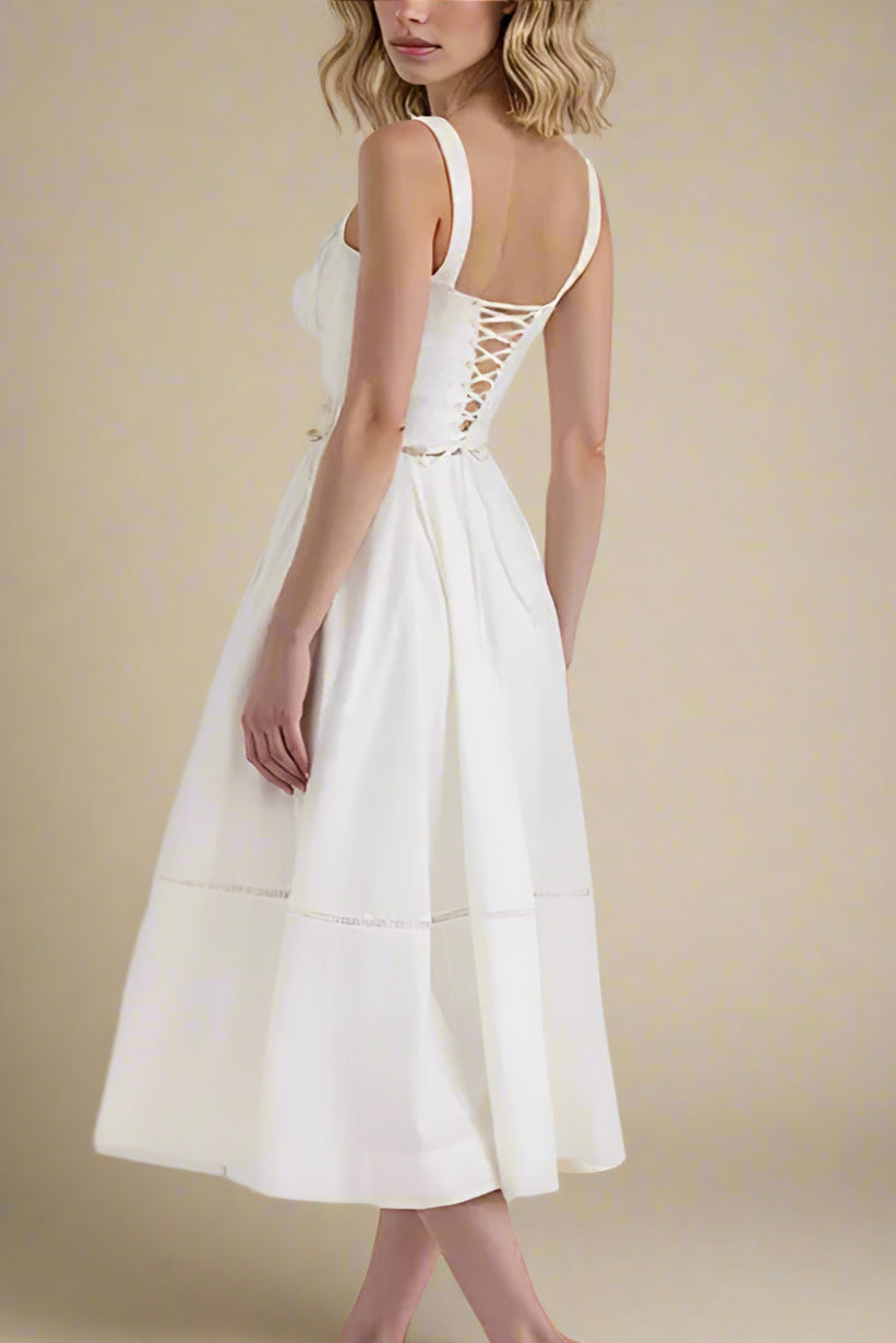 Holland  Midi Dress - White Pearl