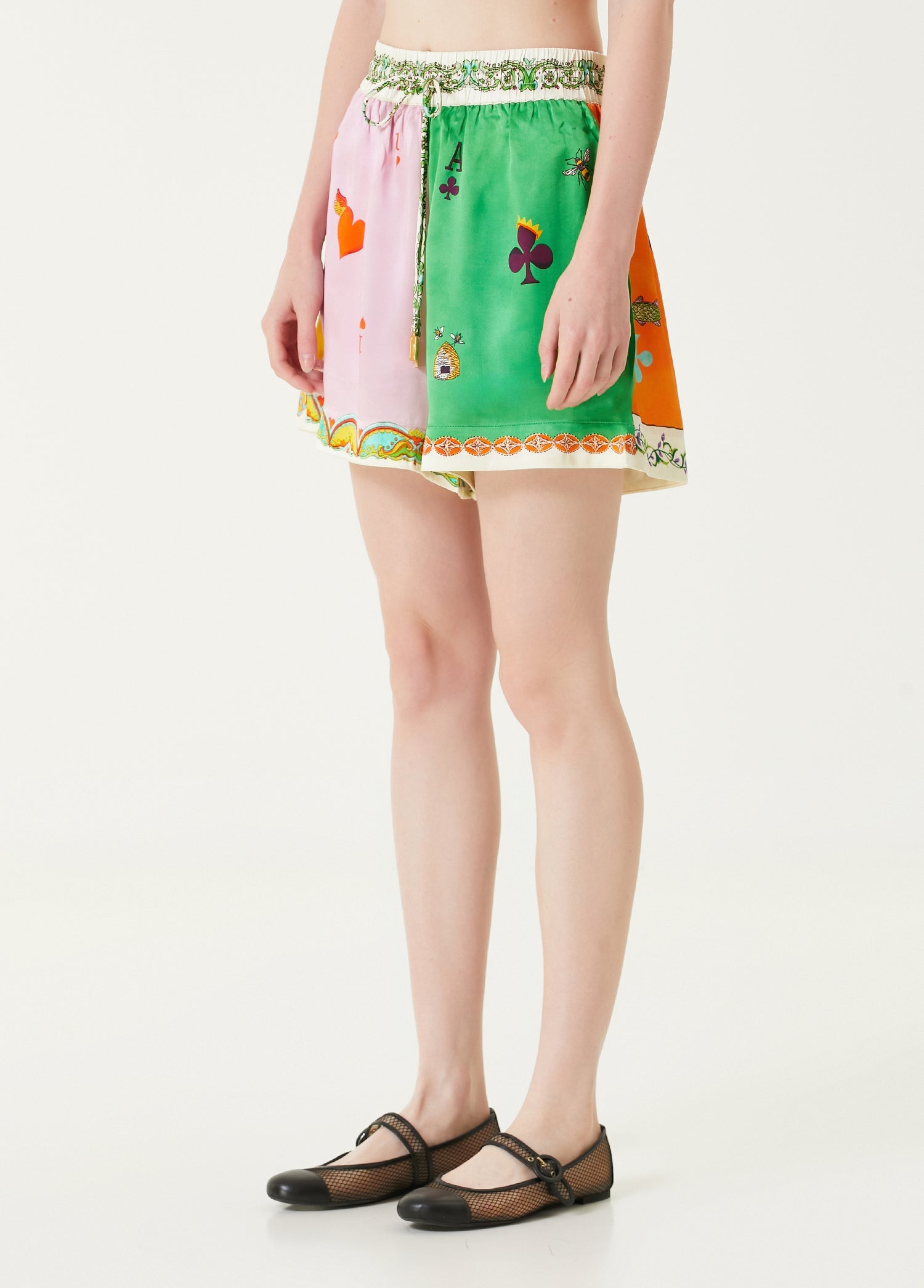 lorraine Patterned Silk Shorts shirt set