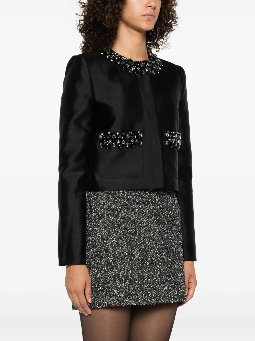 Emma rhinestones embellished jacket in black
