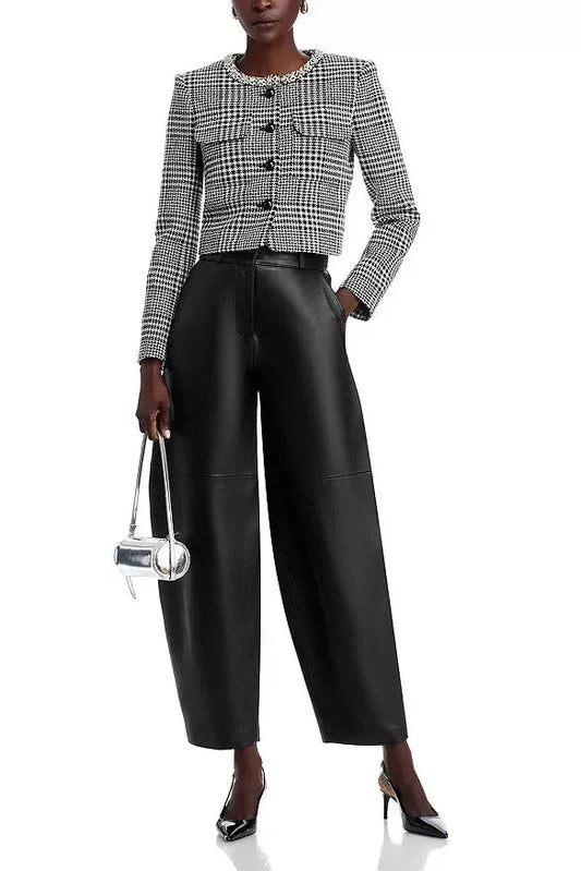 Ellalabel bridget Houndstooth Crystal Trim Jacket - Black/White - Crafted from High-quality Fabrication - Designed for Elegant Occasions.