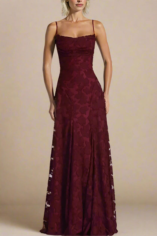 Ellalabel Ivy Bodycon Maxi Dress - Red Wine in Red Wine - Crafted from High-quality Fabrication- Ideal for Wedding Guest and Formal Galas.