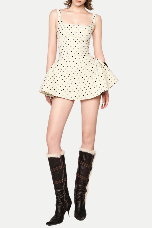 Ellalabel kuyio Polka Dot Mini Dress - Crafted from High-quality Fabrication- Best for Cocktail Parties and Night Out.