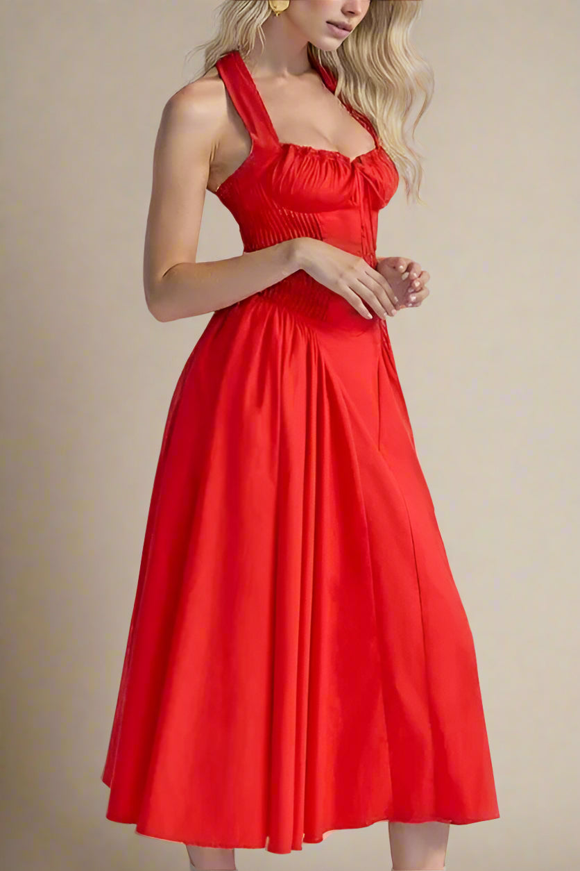 Lynsie Midi Dress - Lipstick Red