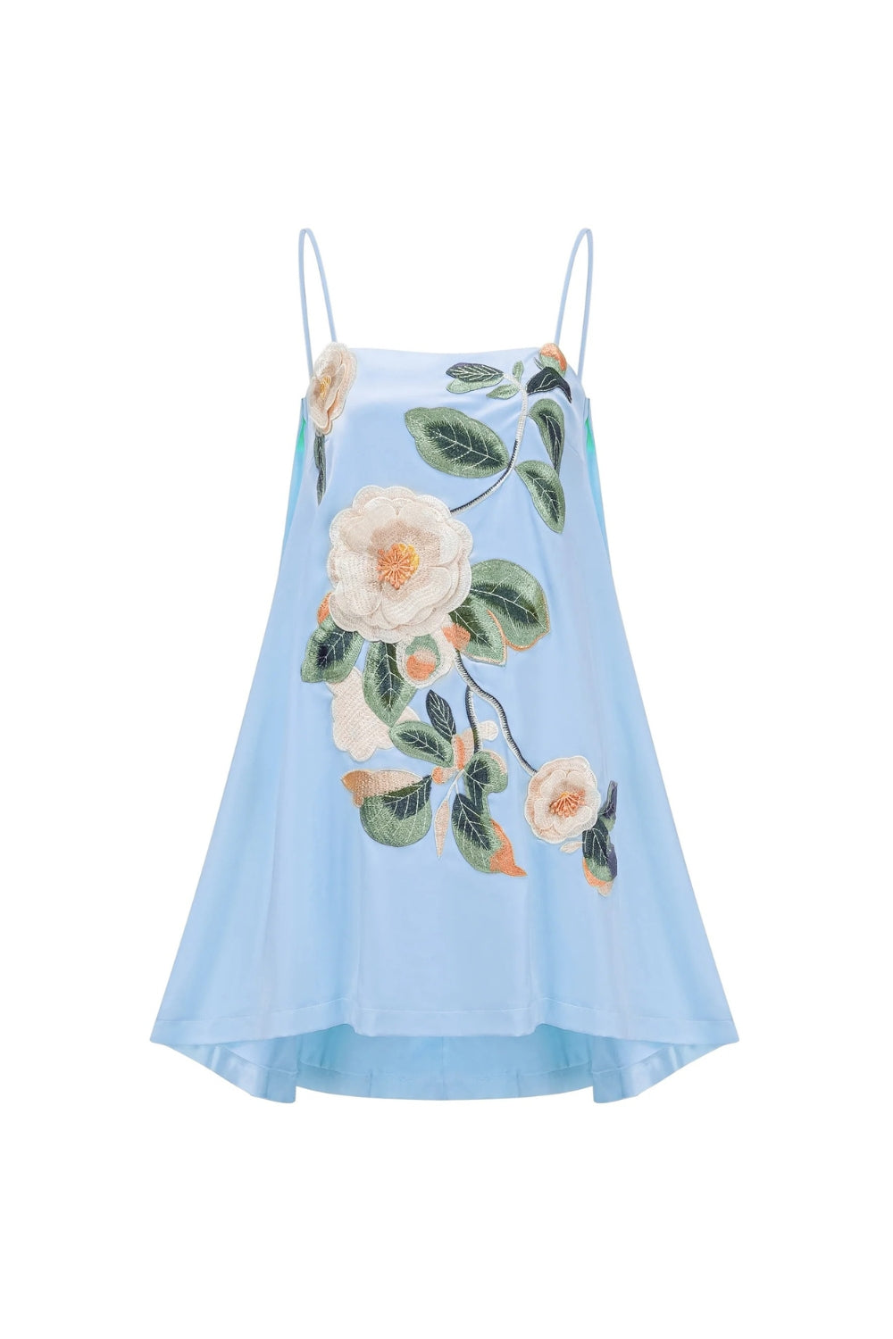 evangeline applique floral Embroidered Mini Dress in blue