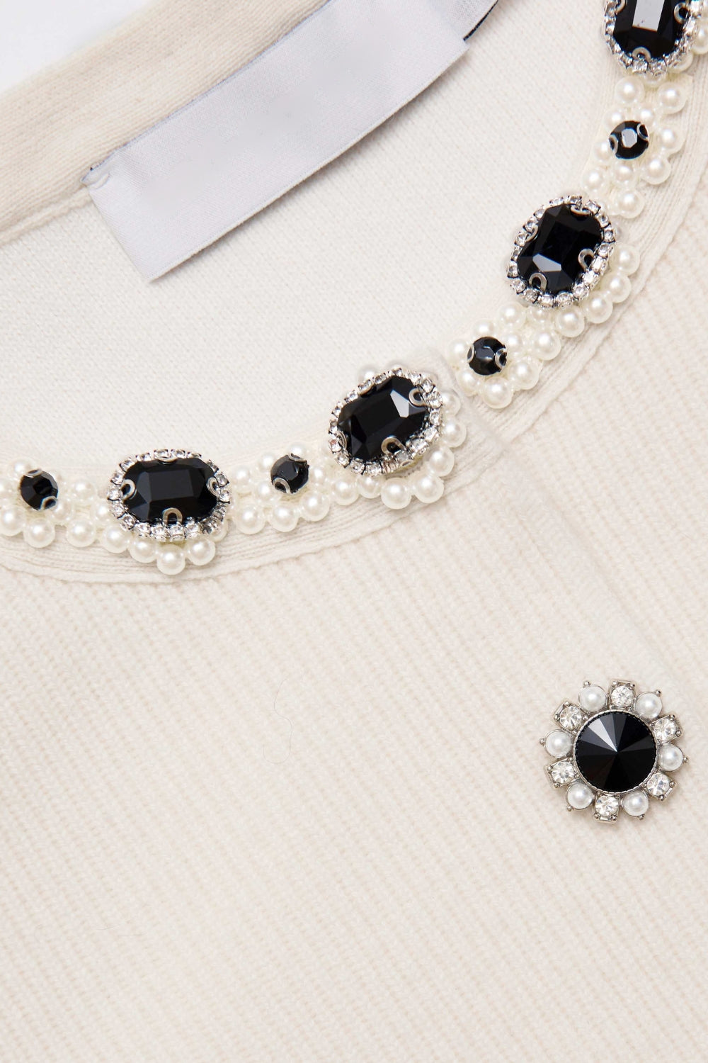 Elisa Cream Embellished Cardigan skirt set