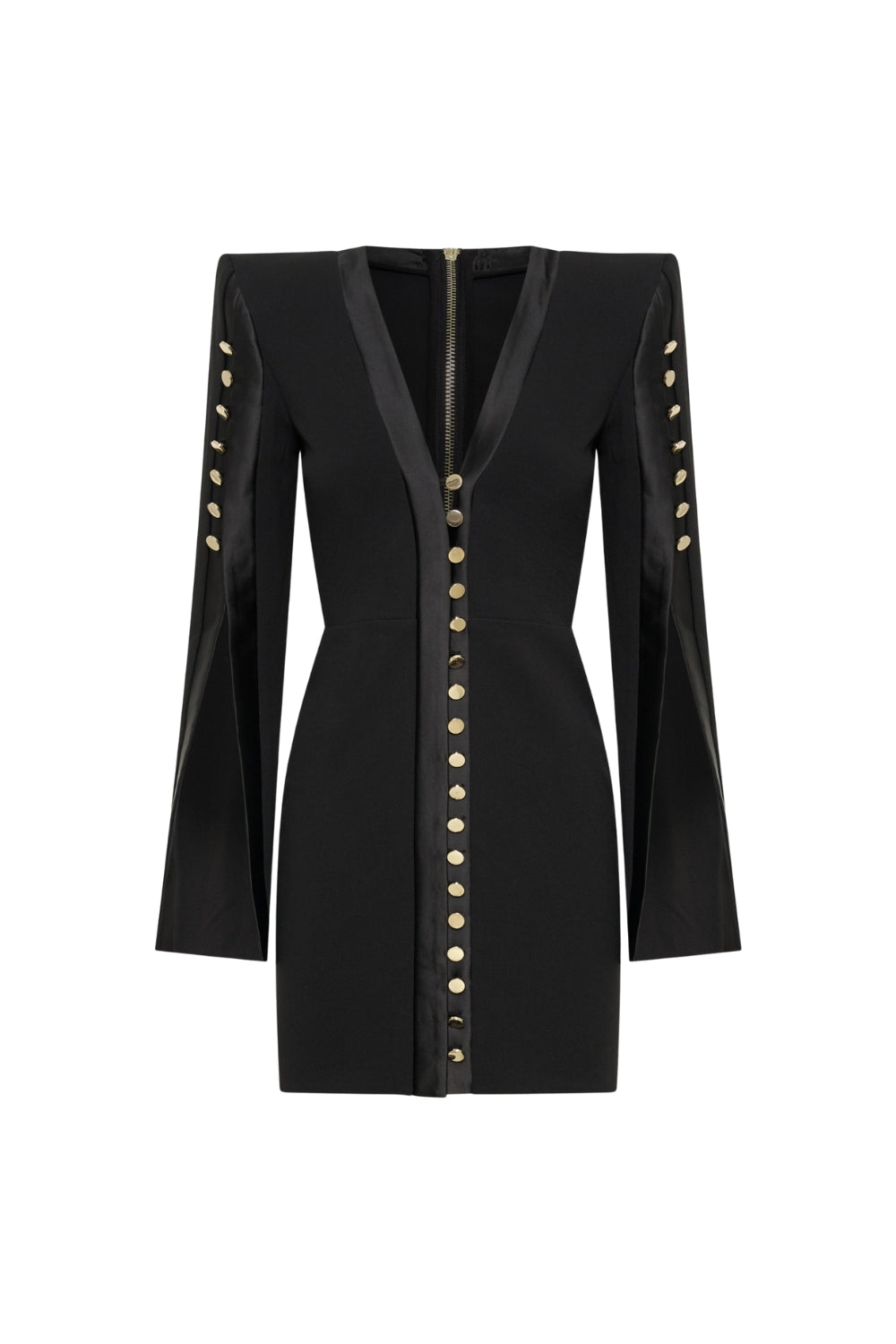 Moises Buttoned Split Sleeve Mini Dress