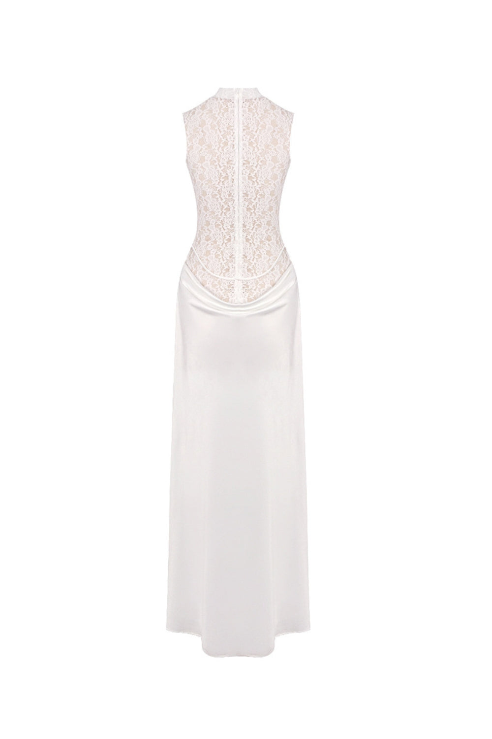 georgia flower embellished sleeveless lace maxi dress  in white