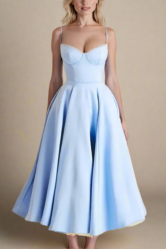 Ellalabel Mavis Midi Dress - Baby Blue in Baby Blue - Crafted from High-quality Fabrication- Perfect for Garden Parties and Resort Wear.