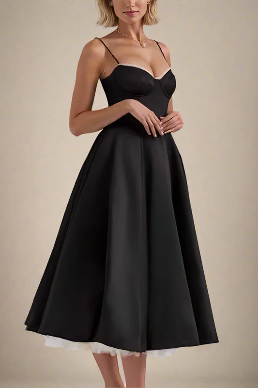 Ellalabel Mavis Midi Dress - Classic Black in Classic Black - Crafted from High-quality Fabrication- Perfect for Garden Parties and Resort Wear.