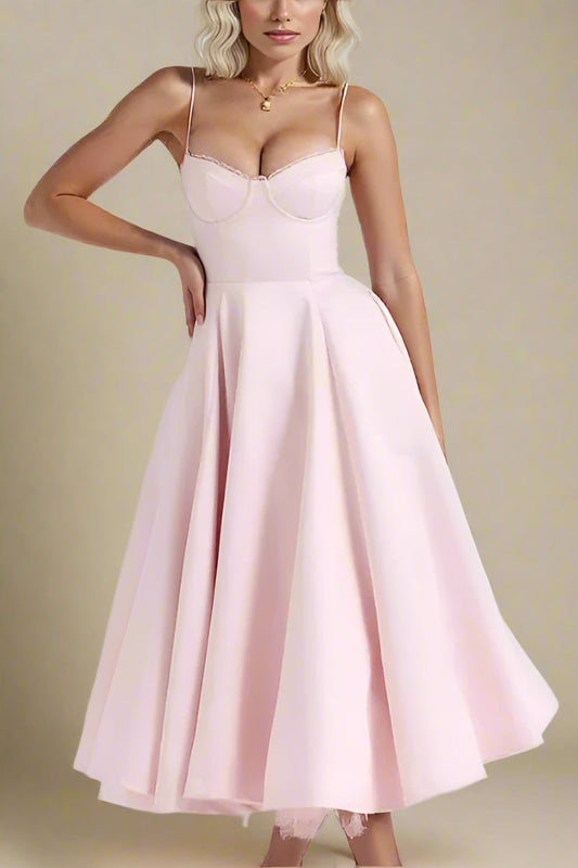 Ellalabel Mavis Midi Dress - Dusty Pink in Dusty Pink - Crafted from High-quality Fabrication- Perfect for Garden Parties and Resort Wear.