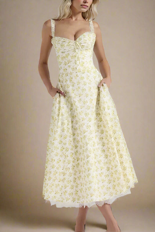 Ellalabel Pixie Midi Dress - Daffodil Yellow in Daffodil Yellow - Crafted from High-quality Fabrication- Perfect for Garden Parties and Resort Wear.