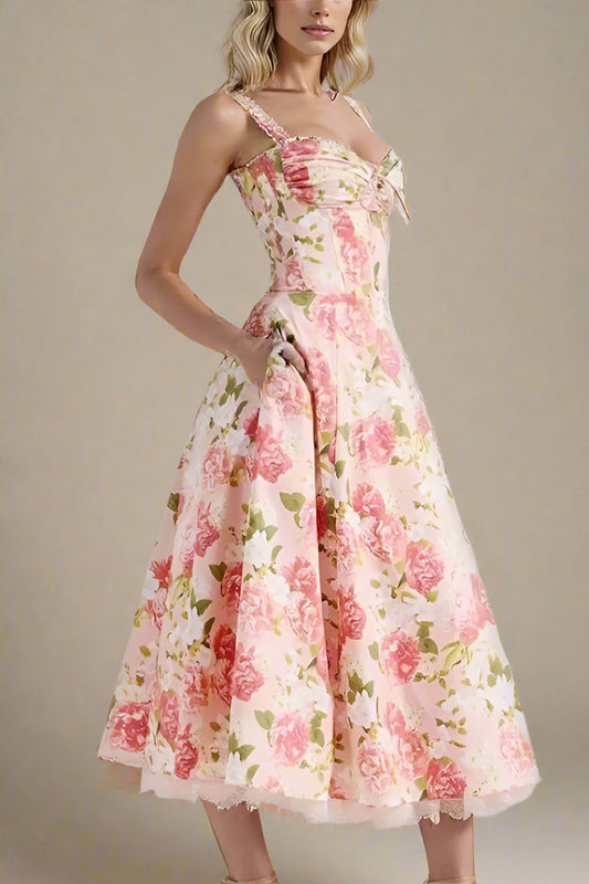 Ellalabel Pixie Midi Dress - Salmon Pink in Salmon Pink - Crafted from High-quality Fabrication- Perfect for Garden Parties and Resort Wear.