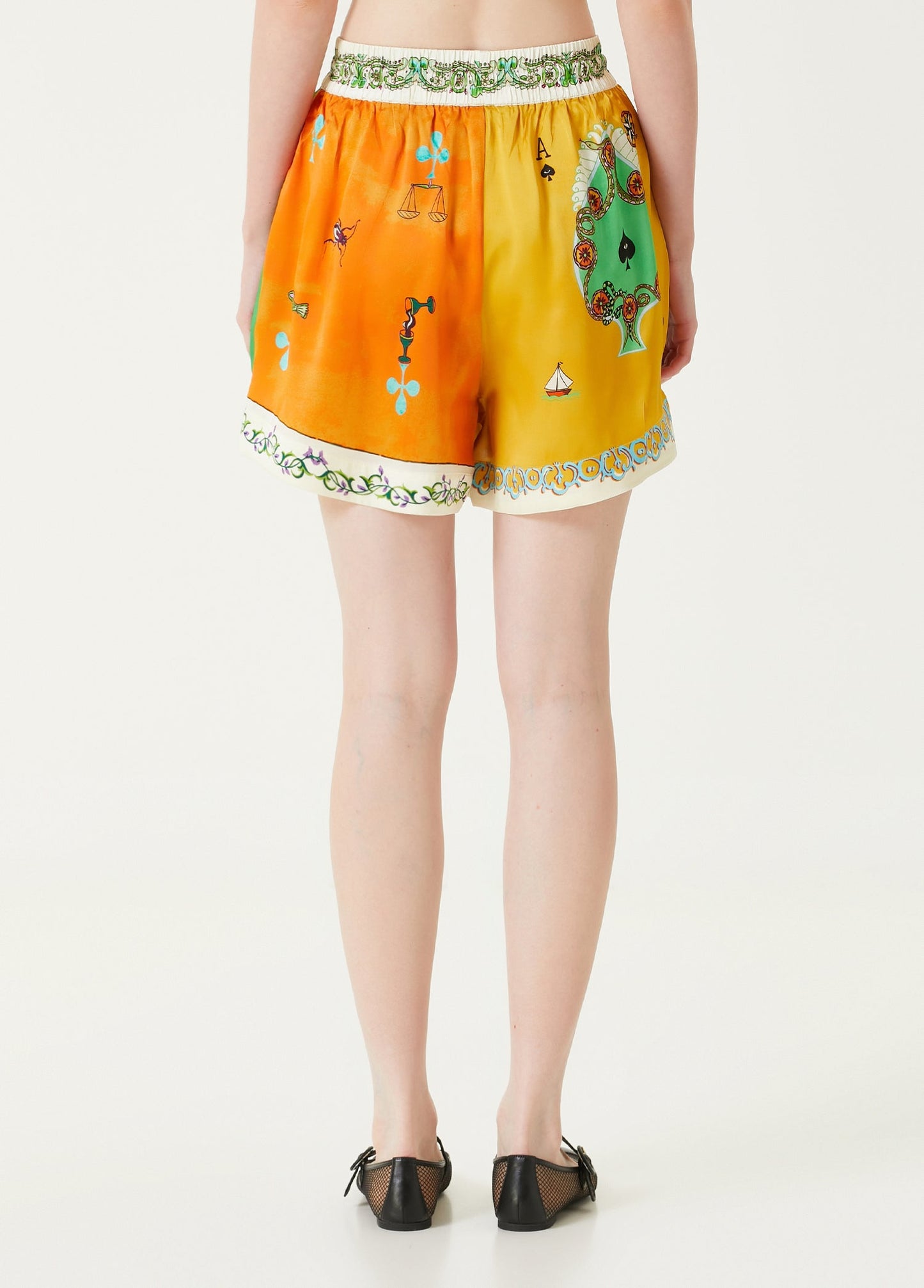 lorraine Patterned Silk Shorts shirt set