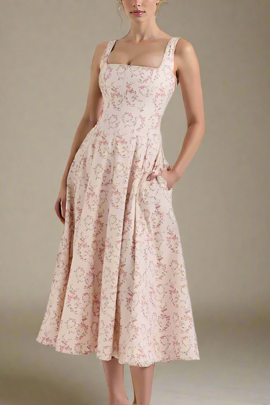 Ellalabel Willa Midi Dress - Dusty Pink in Dusty Pink - Crafted from High-quality Fabrication- Perfect for Garden Parties and Resort Wear.