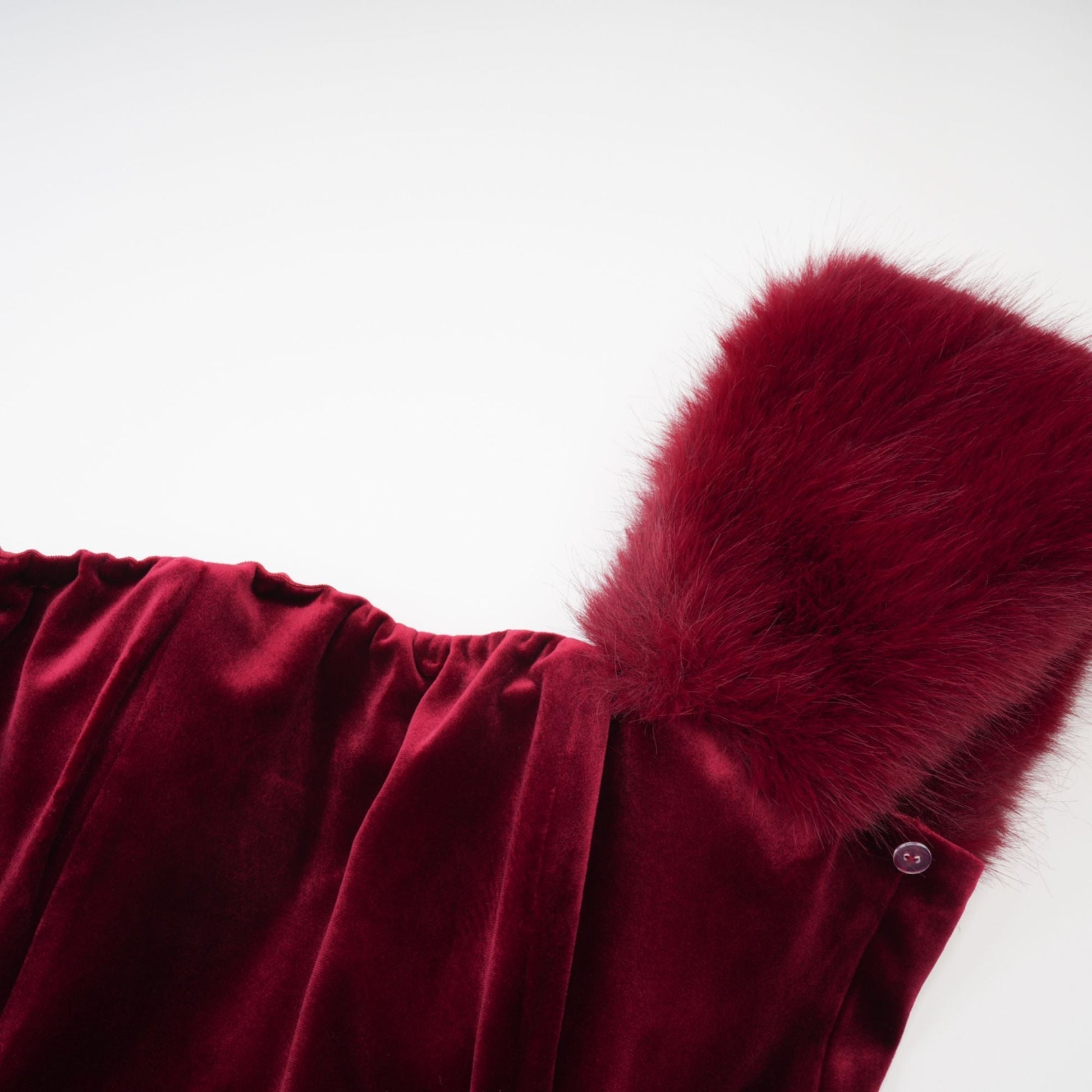 priscilla black velvet fur mini dress